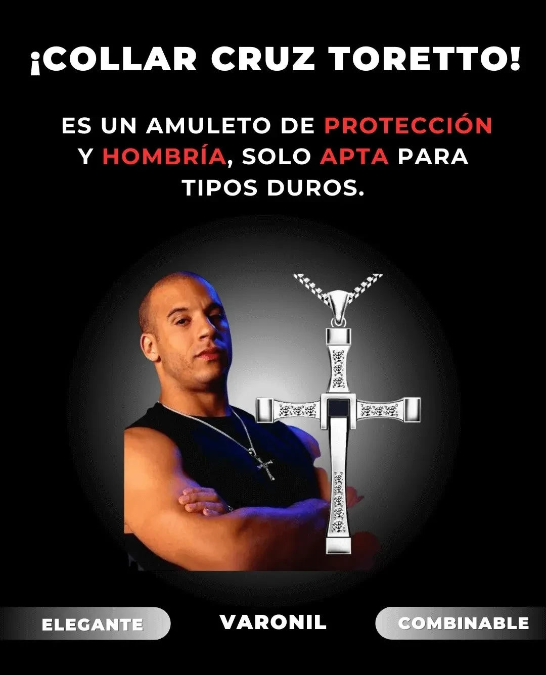 Collar Cruz Toretto | Acero Inoxidable - Solo para Hombres con carácter