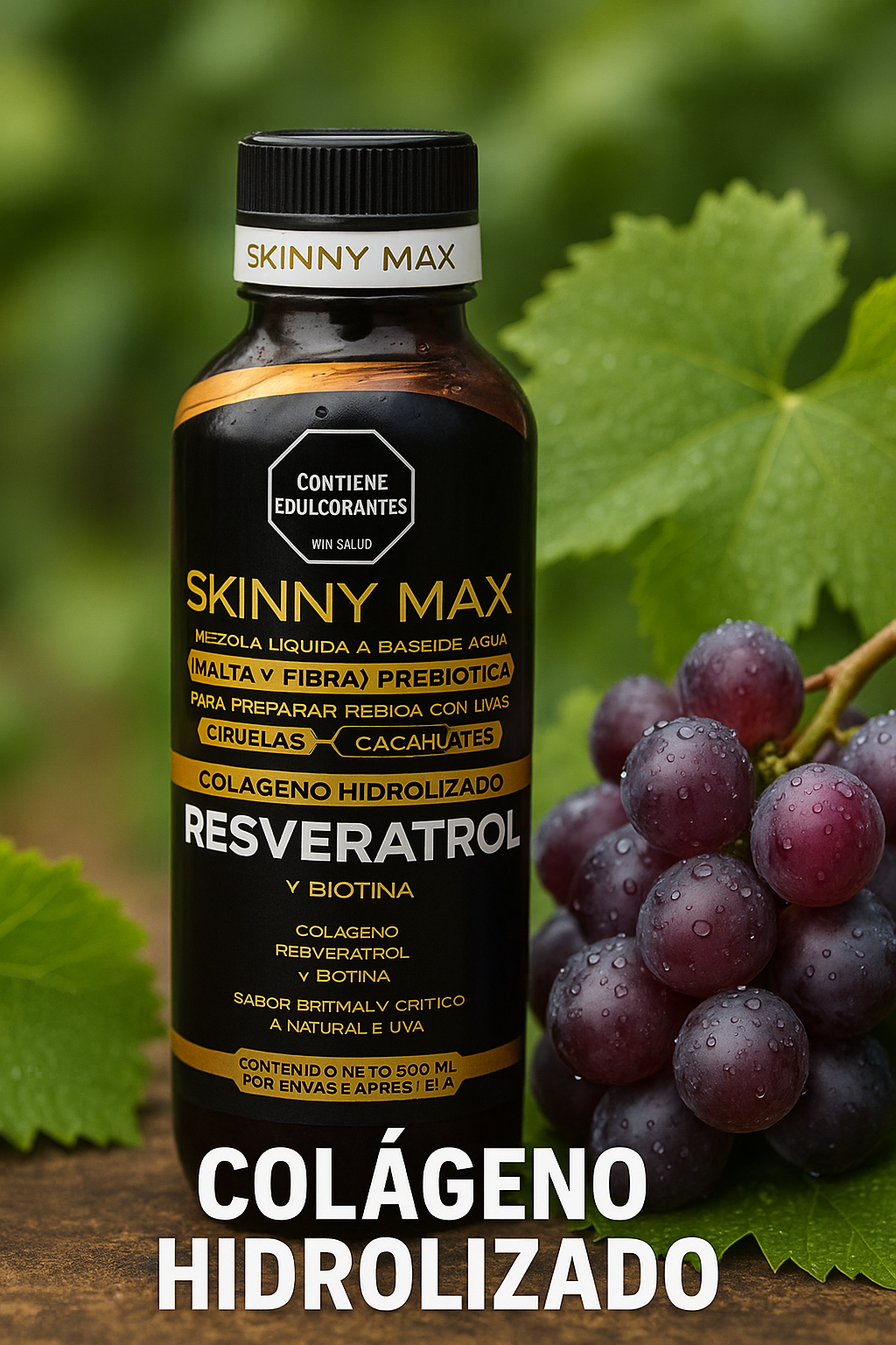 Resveratrol Líquido con Colágeno + Biotina + Prebióticos (SKINNY MAX)